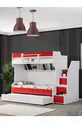 Lits superposés, Lit superposé Courageux avec petit lit - Rouge 2 matelas confort