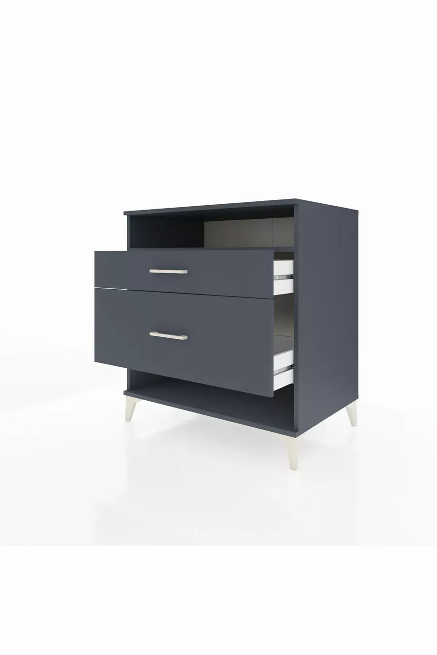Commode Kronos à une étagère et deux tiroirs Anthracite-Anthracite