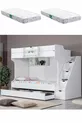 Lits superposés, Lit superposé avec tiroirs Kardem - Blanc + 2 matelas Comfort