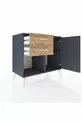 Commode Hyperion avec une seule étagère, 2 tiroirs et une porte, Anthracite-Anthracite/Sapin