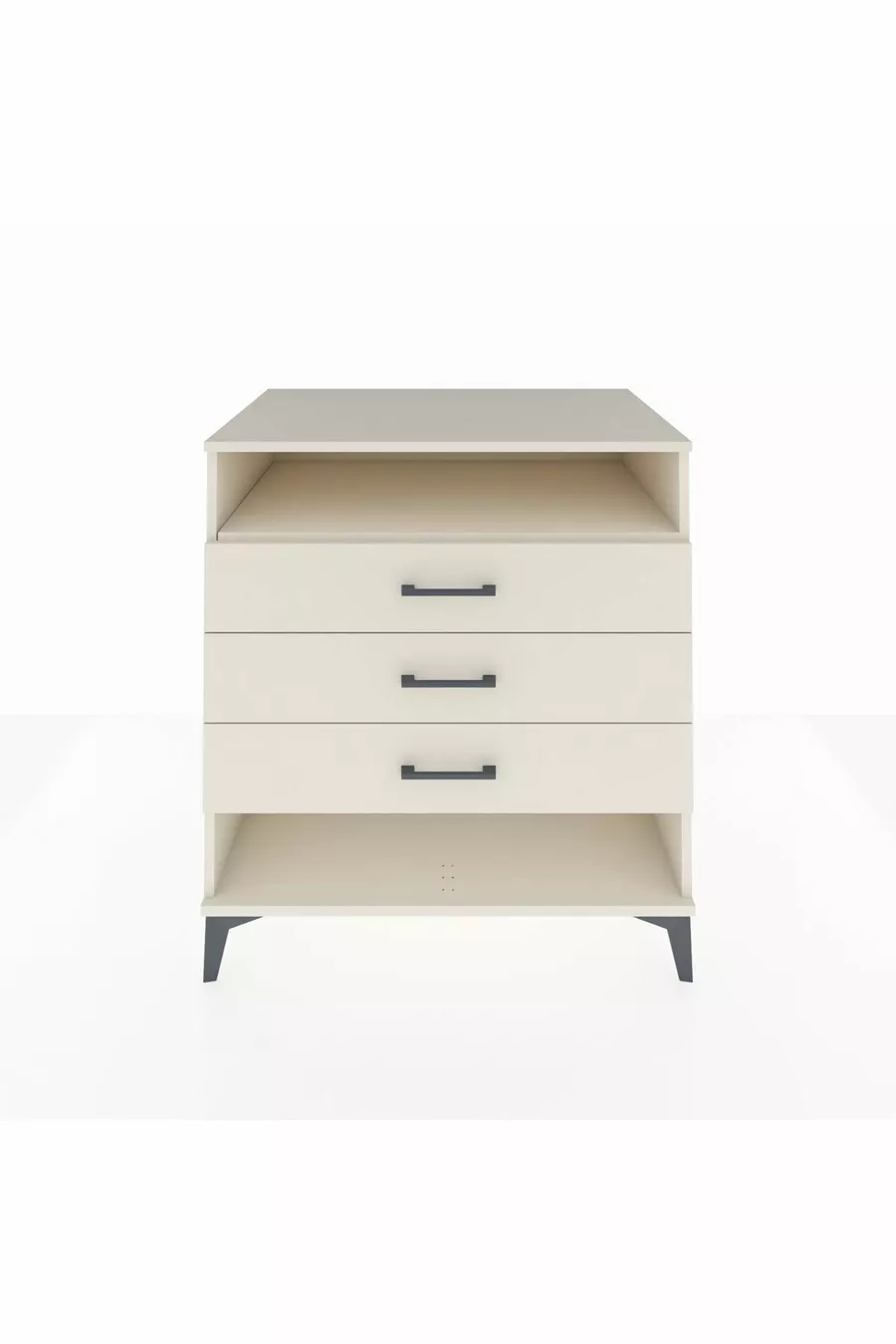 Commode Kronos à une étagère et 3 tiroirs, Pierre de Lune-Pierre de Lune