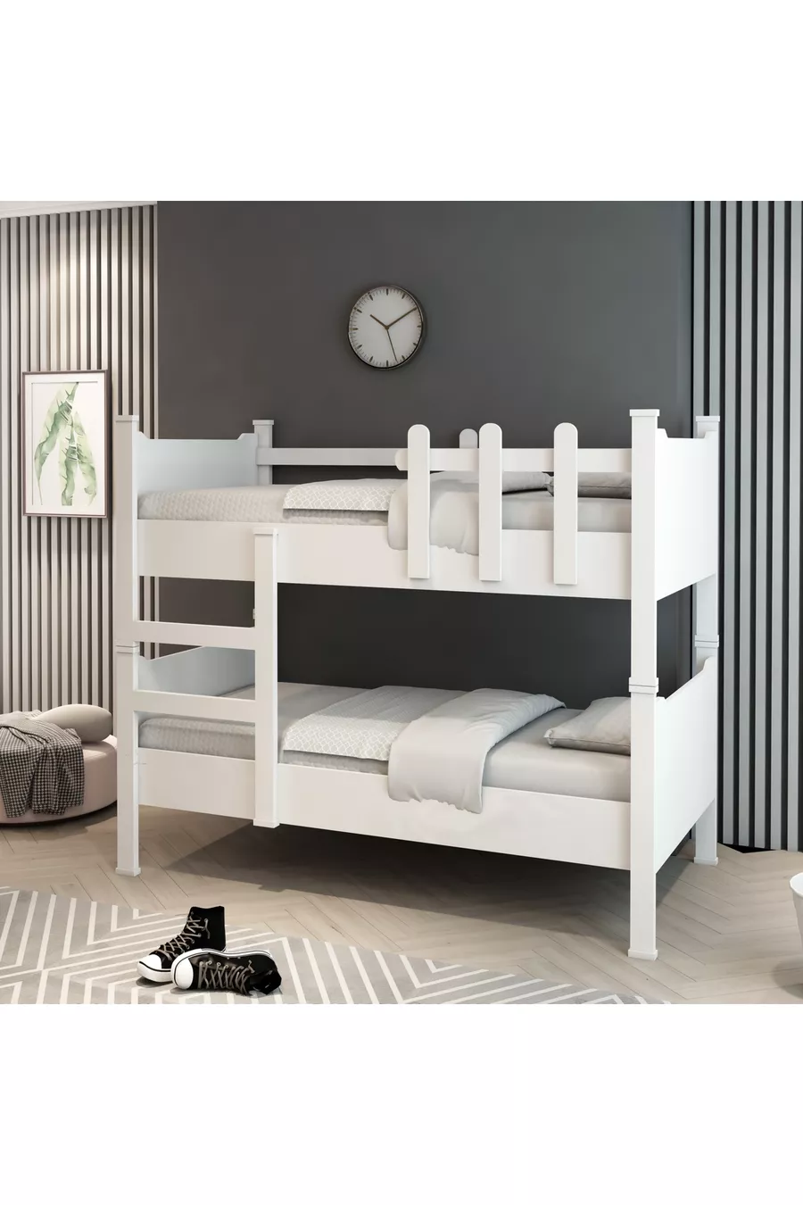 Detachable Full MDF 2-Tier Bunk Bed White