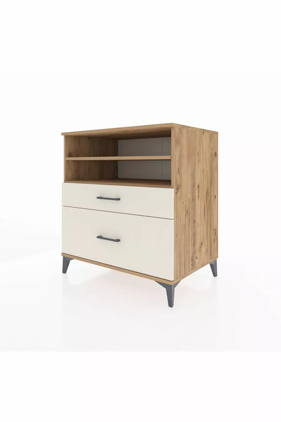 Kronos Dresser with 2 Shelves and 2 Drawers Pine-Truffle