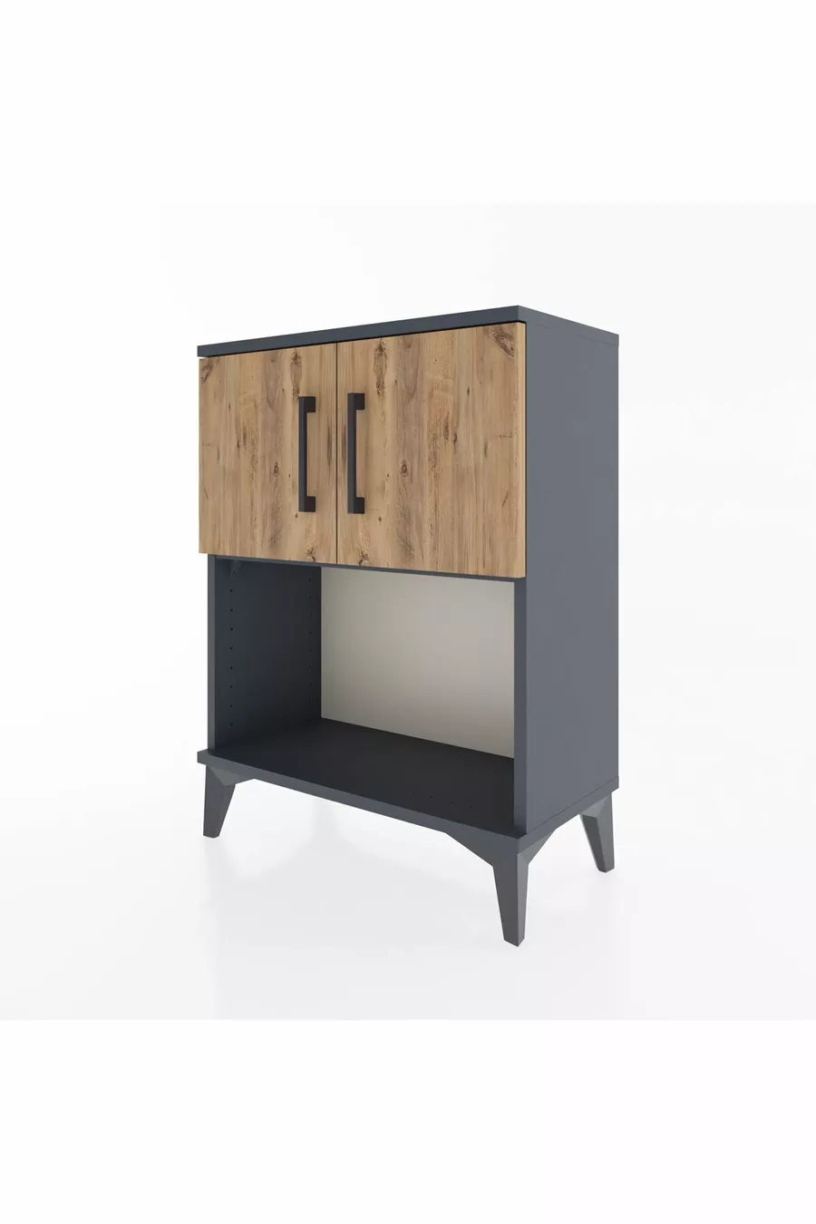 Arges Commode 2-Shelf 2-Door Anthracite-Pine