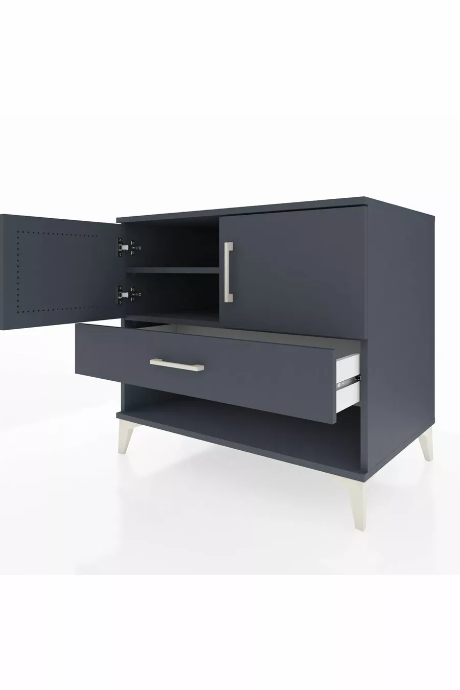 Kronos Dresser with 2 Shelves, 1 Drawer, and 2 Doors, Anthracite-Anthracite