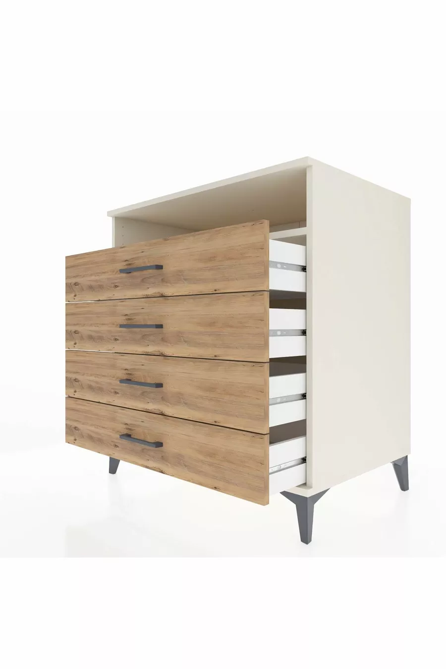 Kronos Dresser Single Shelf 4 Drawers Moonstone-Pine