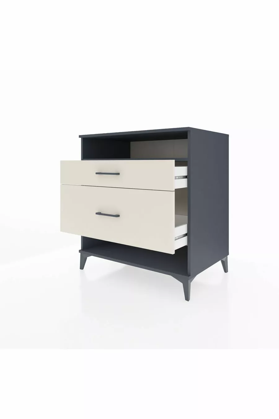 Commode Kronos à une étagère et 2 tiroirs Anthracite-Pierre de Lune