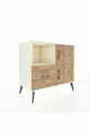 Commode Hyperion 2 étagères 1 tiroir 2 portes Pierre de lune-Épicéa
