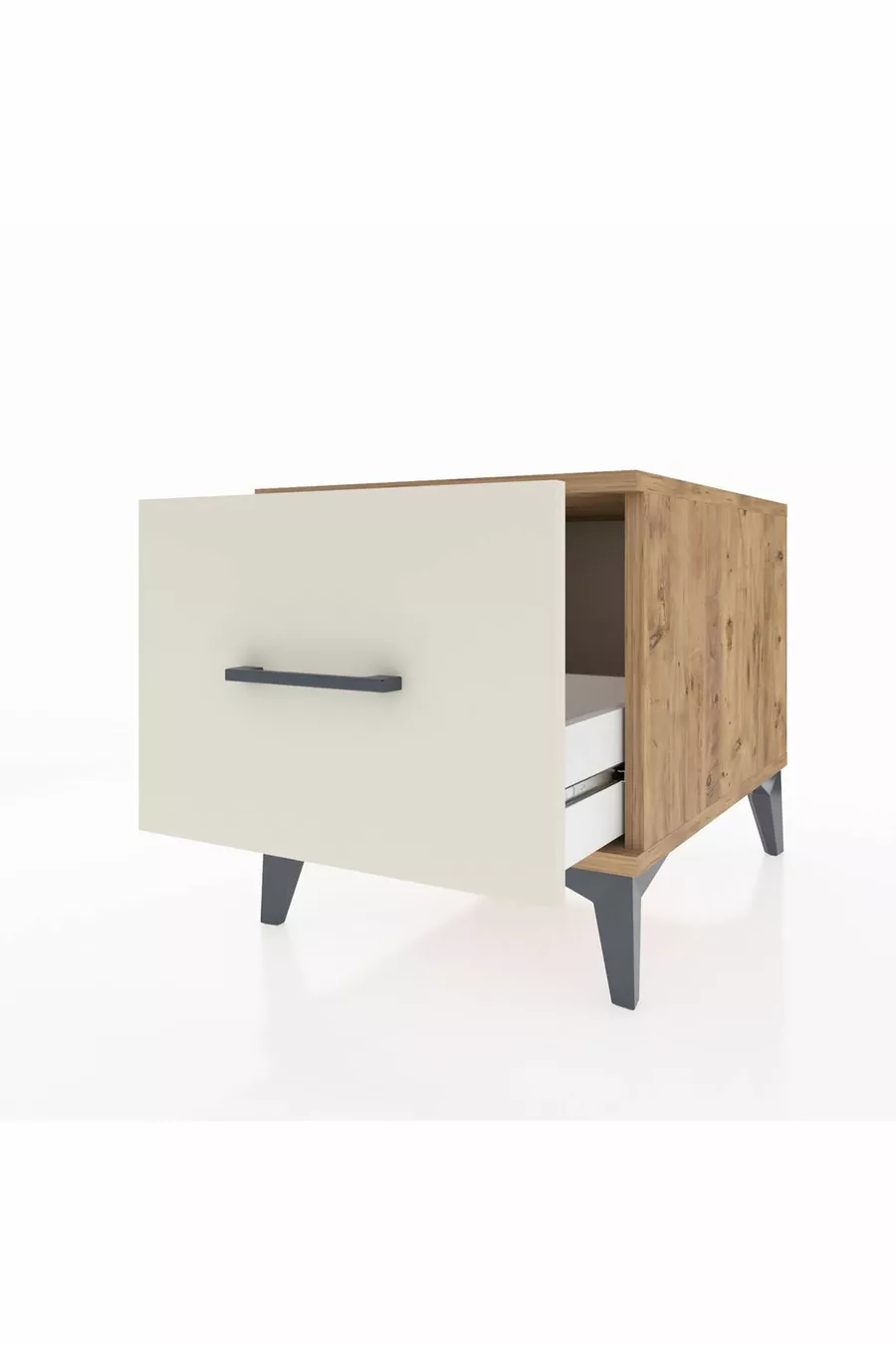 Kronos Comodino con Un Cassetto Pino-Pietra di Luna