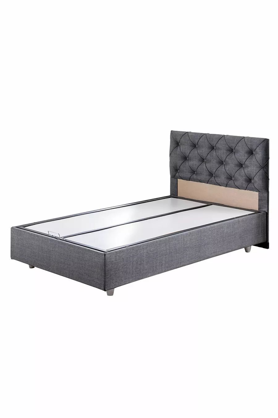 Ensemble de lit Comfort avec sommier et tête de lit simple Eylül, gris
