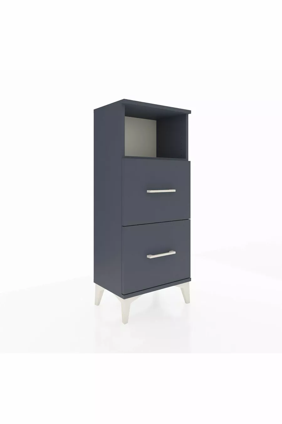 Arges Nightstand Single Shelf 2 Drawers Anthracite-Anthracite