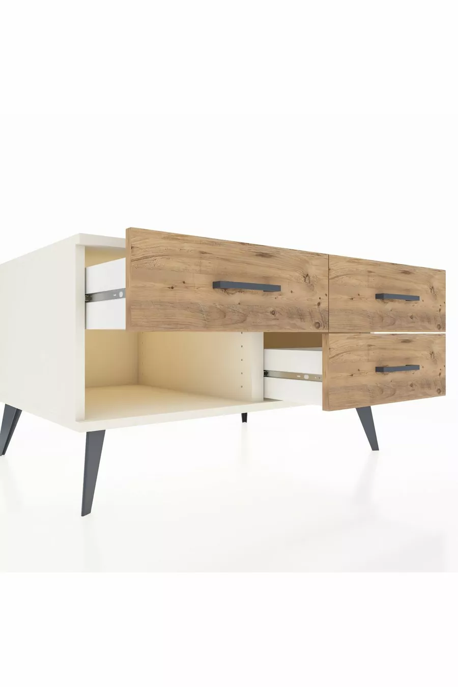 Commode Kronos 3 tiroirs Pierre de lune/Pin
