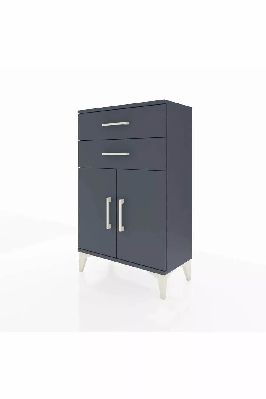 Silva Commode - Élégance Anthracite à 2 Tiroirs et 2 Portes (cm)