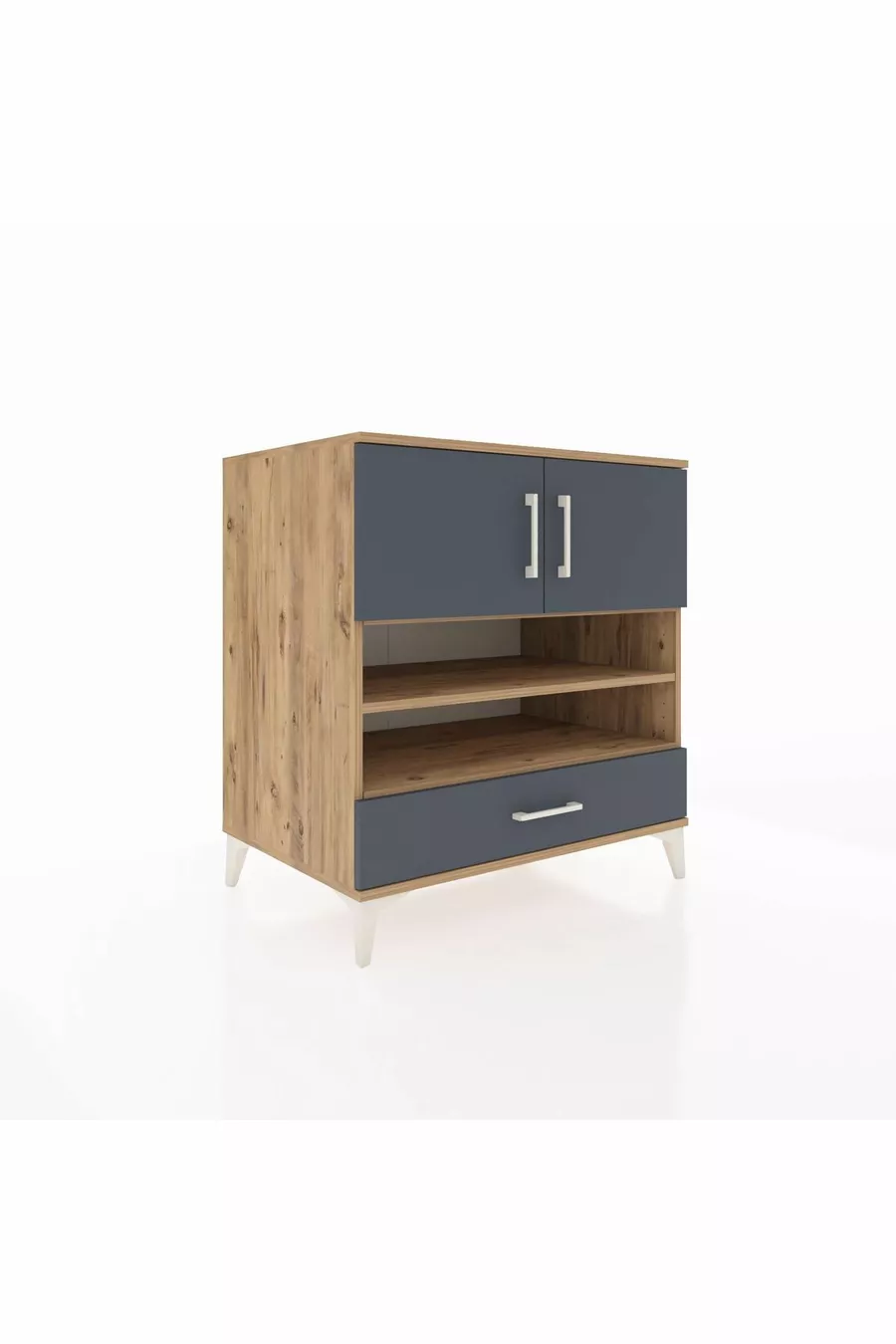 Kronos Dresser with 4 Shelves, 1 Drawer, 2 Doors, Pine-Anthracite