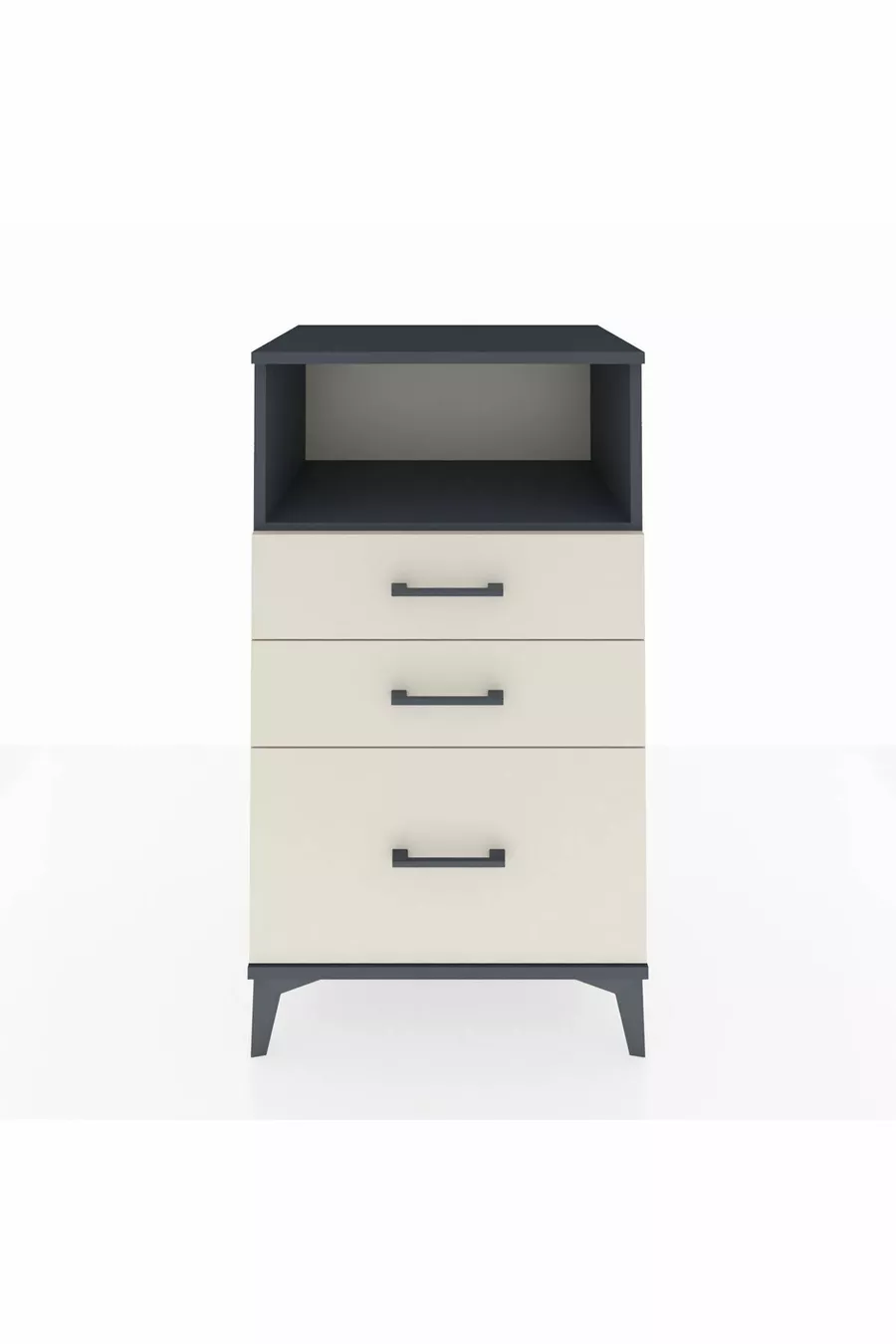 Commode Hyperion à une étagère et 3 tiroirs, anthracite-ardoise