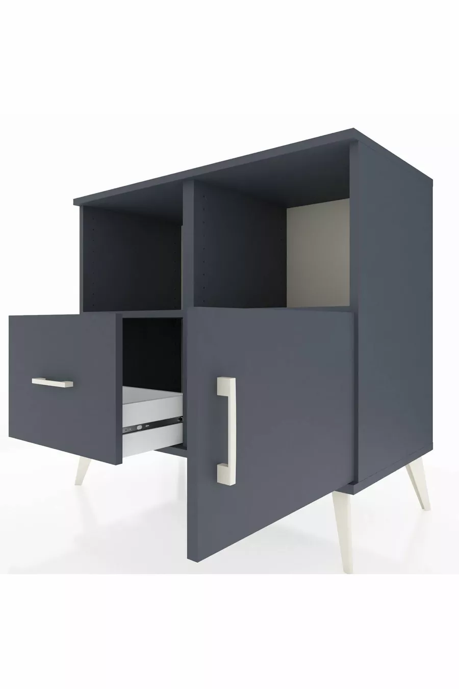 Hyperion Dresser with 2 Shelves, 1 Drawer, and 1 Door Anthracite-Anthracite