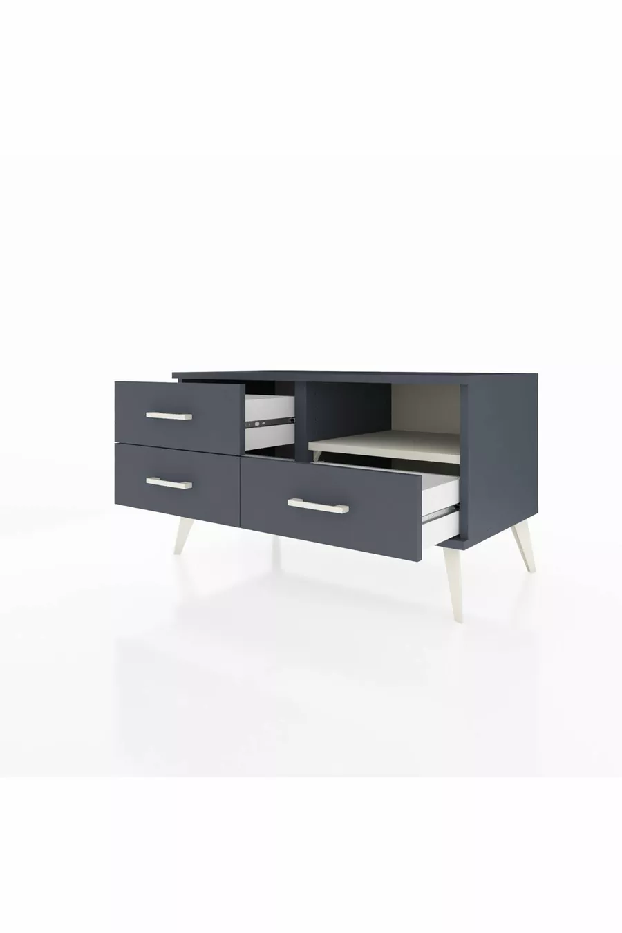 Commode Hyperion à une étagère et 3 tiroirs Anthracite-Sable/Mer de pierre/Anthracite