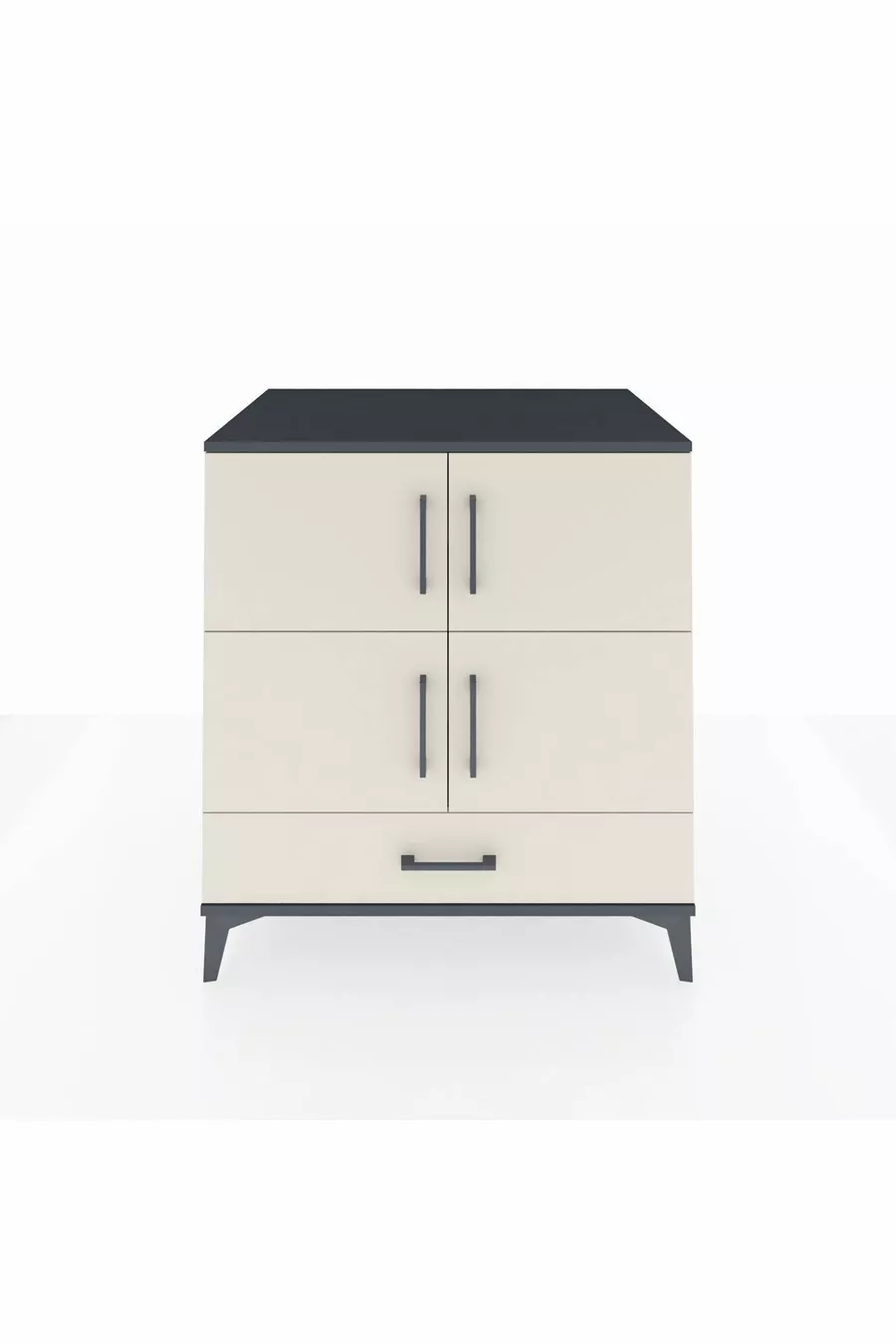 Commode Kronos avec 4 étagères, 1 tiroir et 4 portes, Anthracite-Pierre de lune