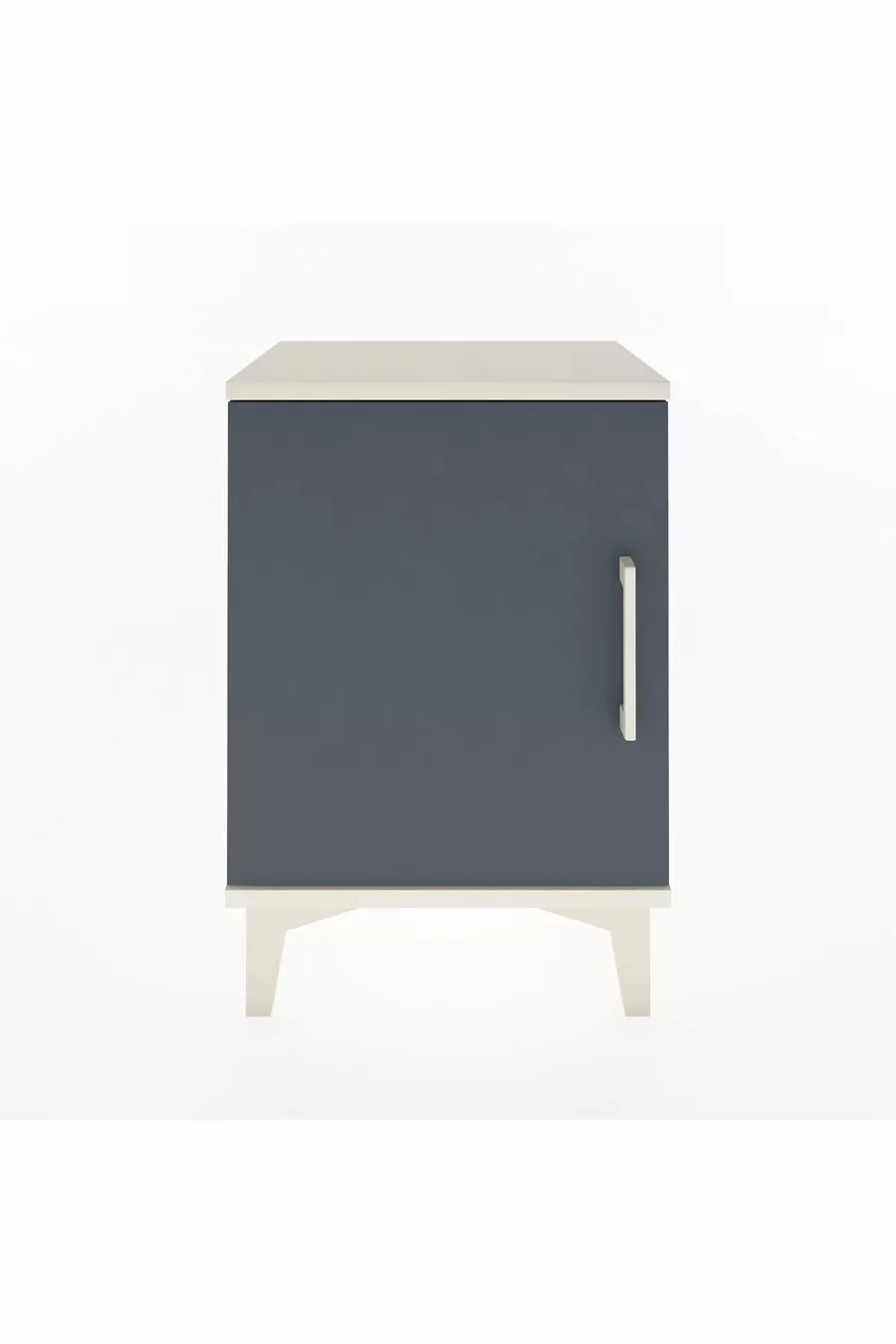 Table de chevet Arges à 2 étagères avec 1 porte, Pierre de lune - Anthracite