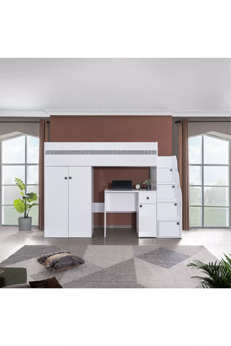 BUREAU AVEC ARMOIRE BLANCHE