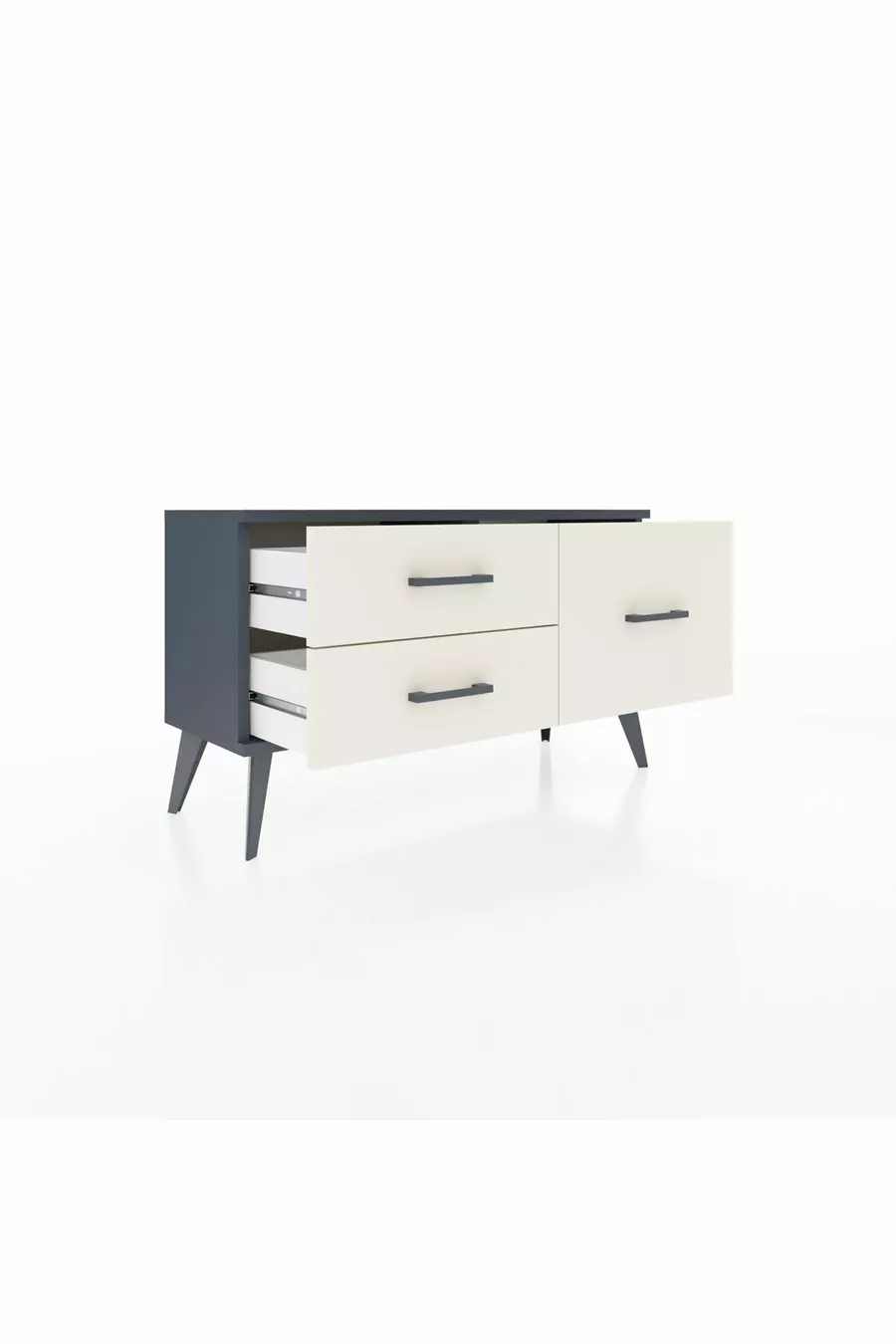 Arges Kommode 3 Regale Anthrazit-Anthrazit/Steinmarmor