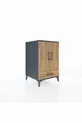 Table de chevet Kronos avec 3 étagères, 1 tiroir et 2 portes, Anthracite-Sapin