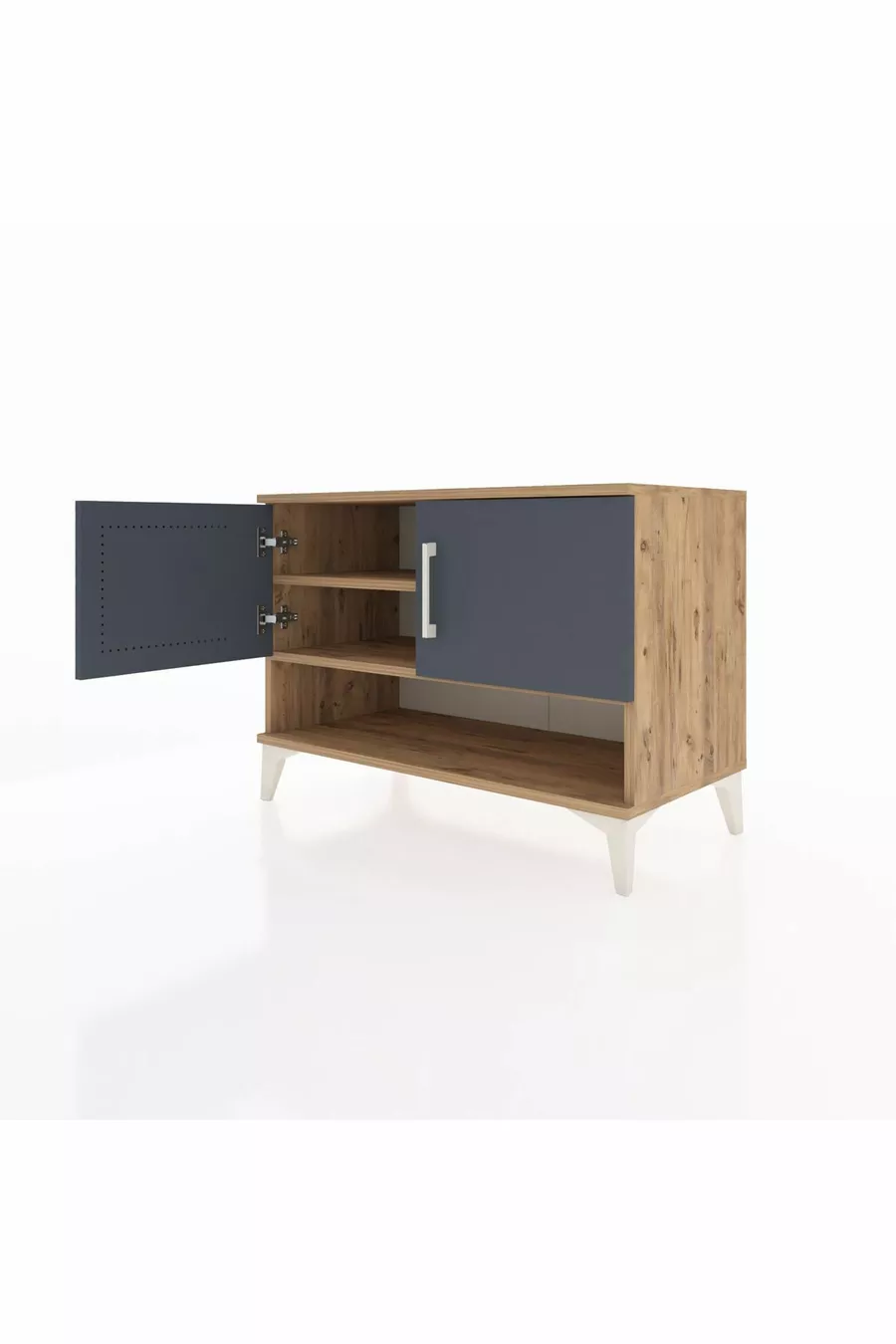Commode Hyperion 2 étagères 2 portes Pin-Anthracite