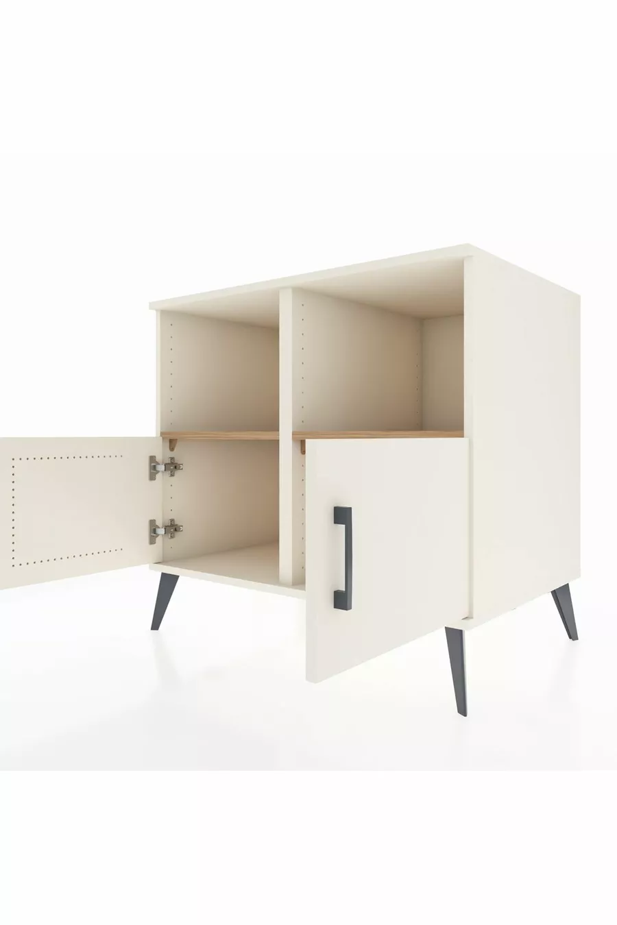 Commode Kronos 2 étagères 2 portes Pierre de lune/Pierre de lune/Pin