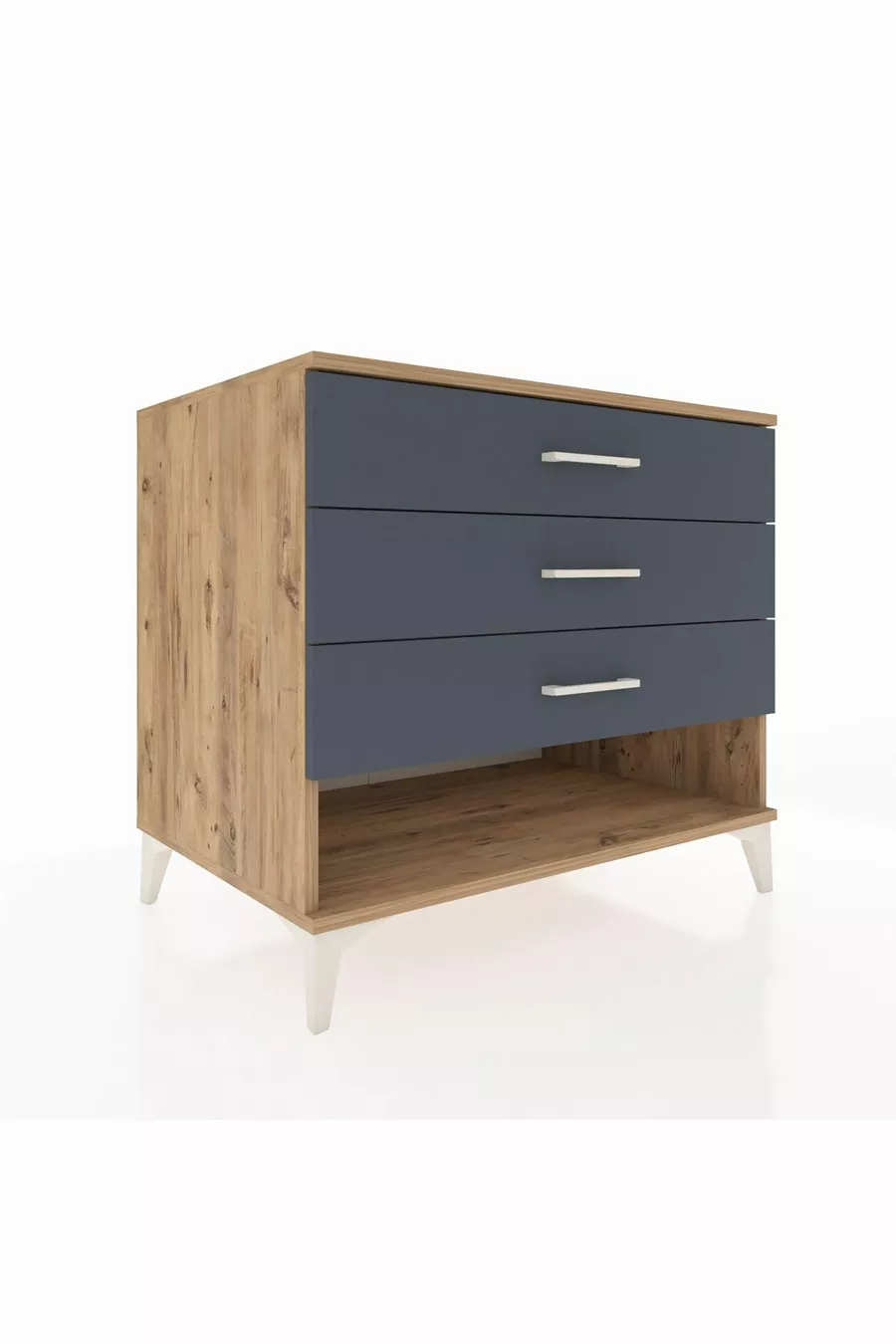Commode Kronos à 3 tiroirs Pin-Anthracite