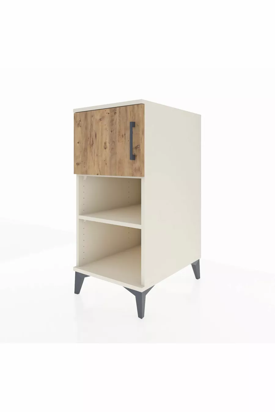 Kronos Table de chevet 2 étagères 1 porte Pierre de lune-Pin