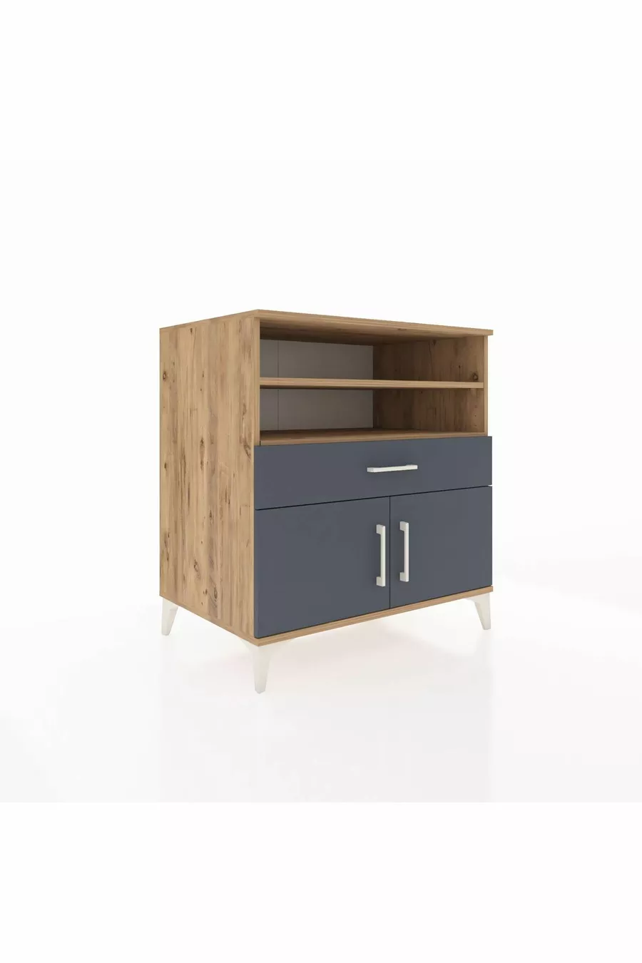 Commode Kronos 3 étagères 1 tiroir 2 portes Pin-Anthracite