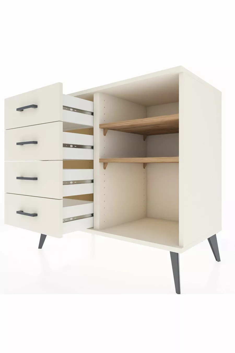 Hyperion Dresser 2 Shelves 4 Drawers Moonstone-Pine/Moonstone