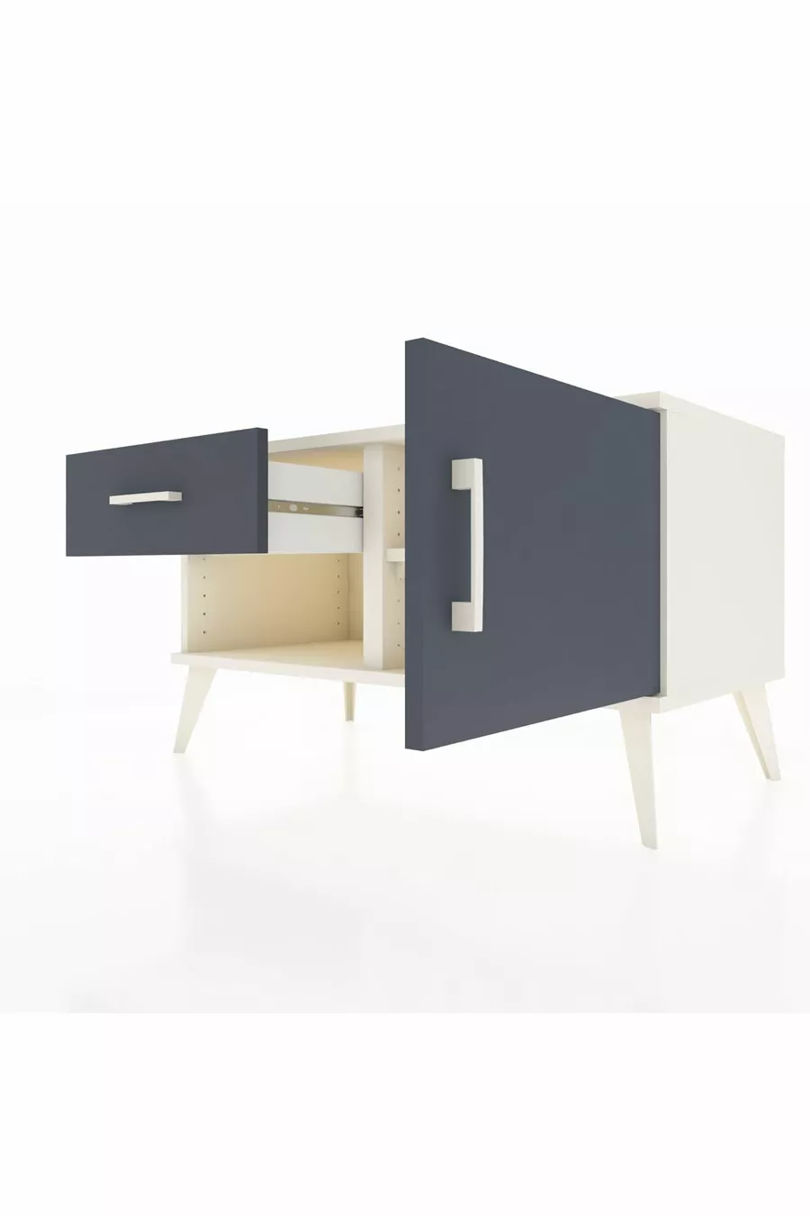 Commode Hyperion à une étagère, un tiroir et une porte en pierre de lune-anthracite