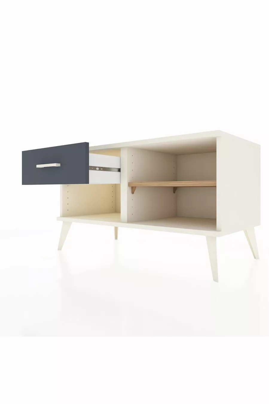 Commode Hyperion à une étagère et un tiroir Mésolithique-Pin/Anthracite