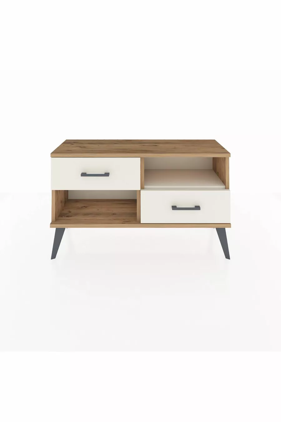 Arges Kommode mit einem Regal und 2 Schubladen, Kiefer-Marmor