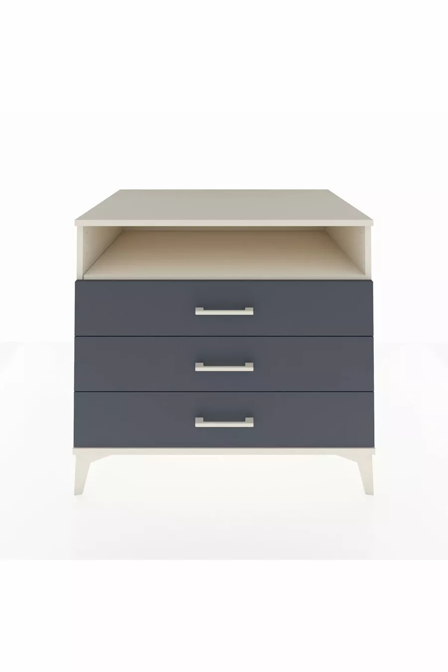 Commode Kronos avec une étagère et 3 tiroirs, Pierre de Lune-Anthracite