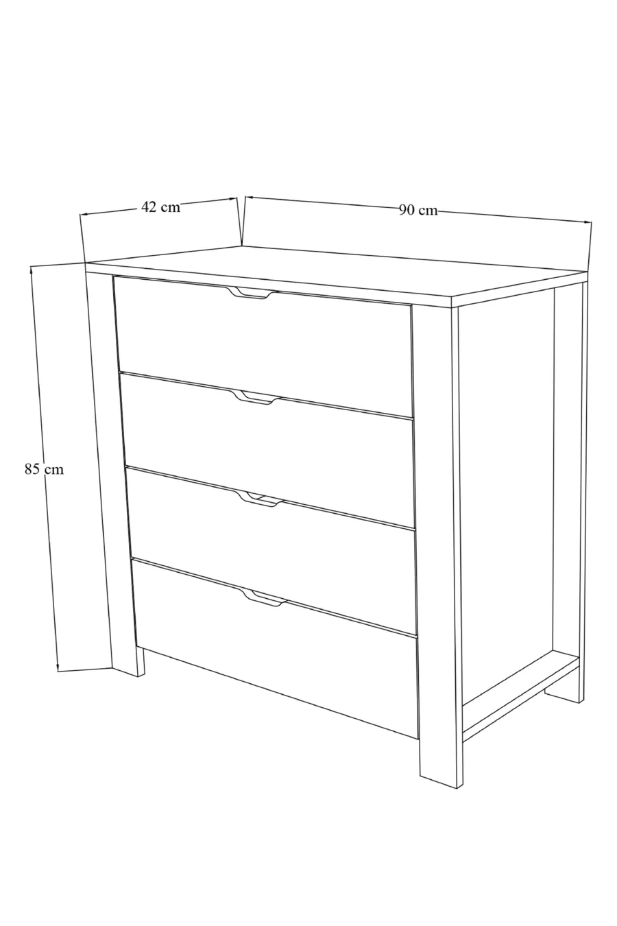 Duru Wit 4-ladenkast Slaapkamer Babykamer Wit X Cm
