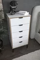 Commode Arden 5 tiroirs, panier à linge