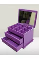 Hobi ERDL Bijoux Maquillage Commode 2 Tiroirs Miroir Brillant Violet Bois MDF Fait Main