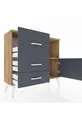 Commode Arges à une étagère, 3 tiroirs et une porte, pin-anthracite
