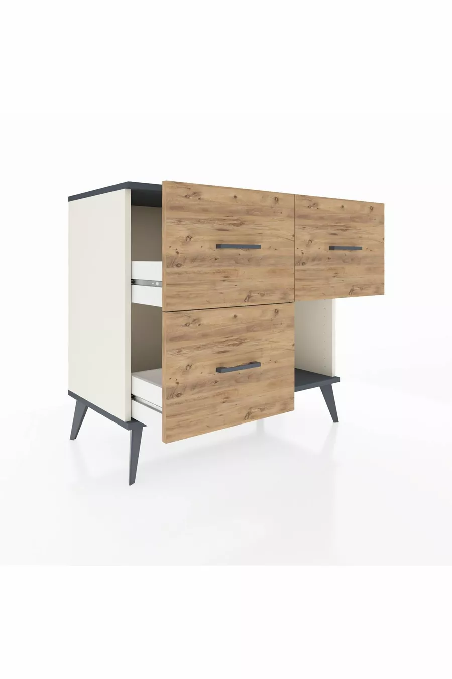 Hyperion Dresser 3 Drawers Moonstone-Anthracite/Pine