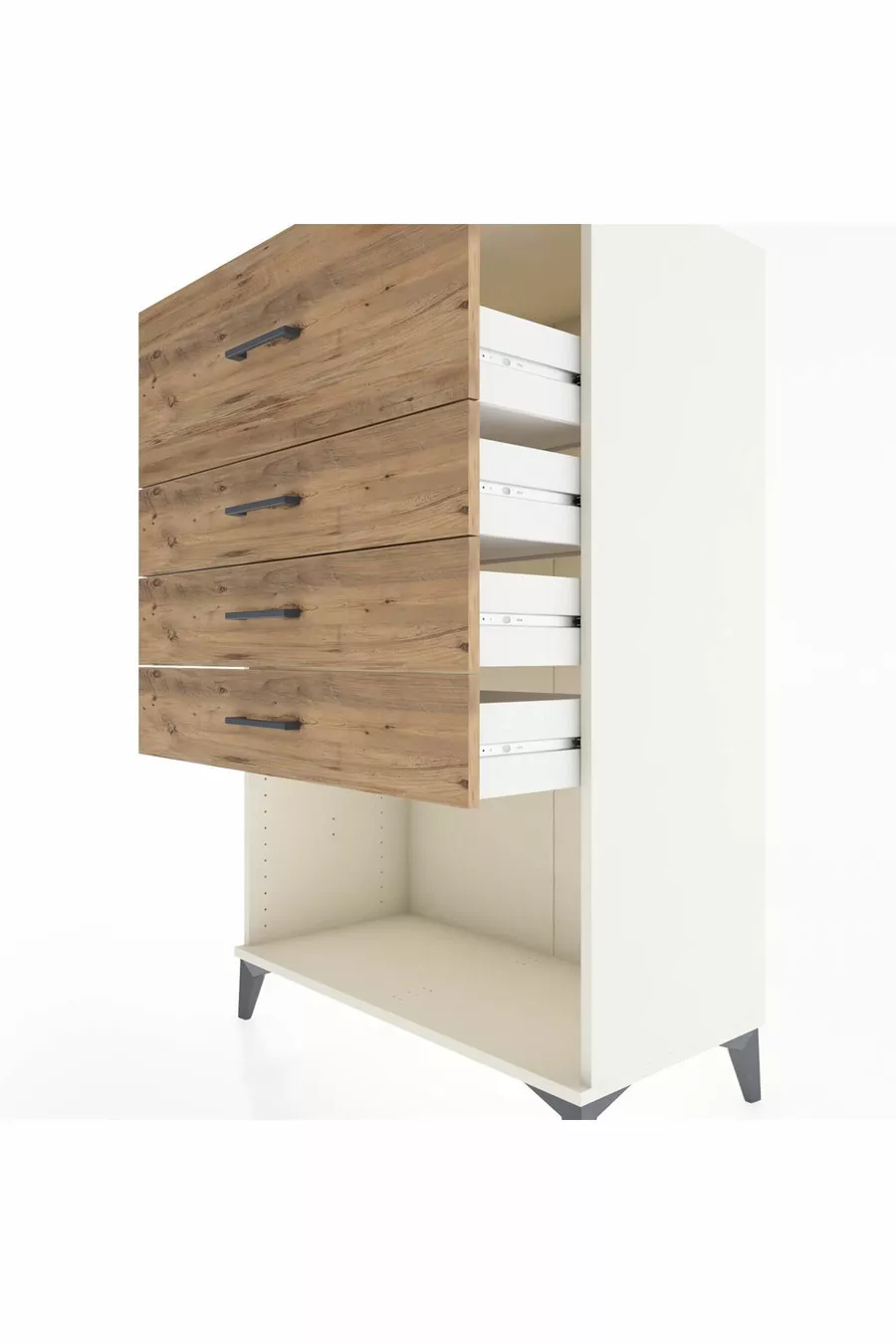 Armoire Hyperion 4 tiroirs Pierre de lune - Pin