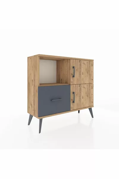 Arges Dresser with 2 Shelves, 1 Drawer, 2 Doors, Pine-Pine/Anthracite