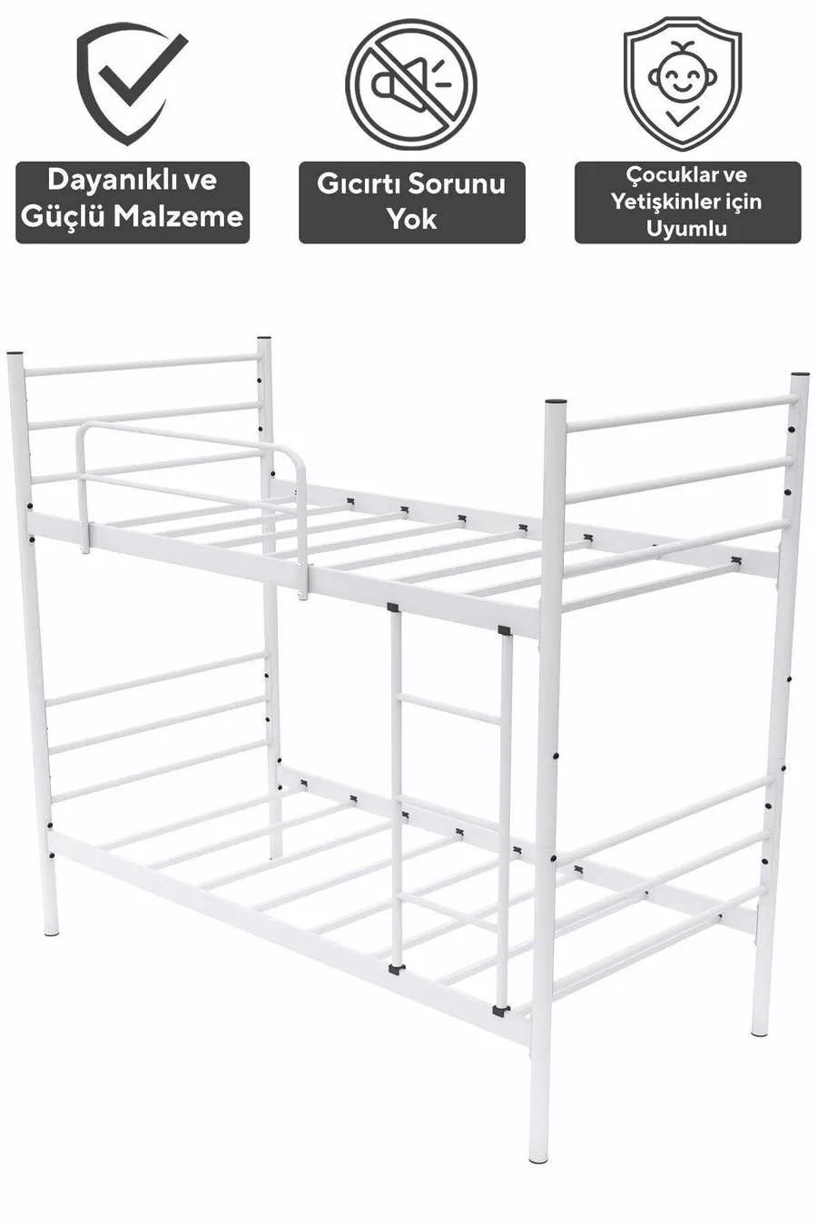 Lit superposé Trend compatible avec matelas, métal blanc séparables