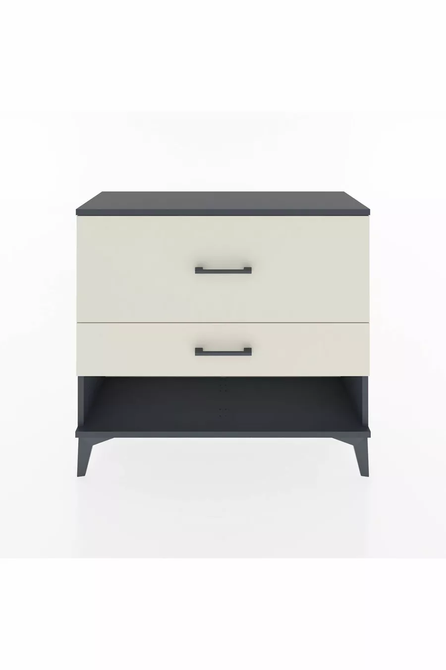 Commode Arges à 2 tiroirs Anthracite-Pierre de lune