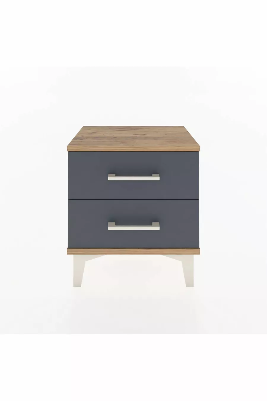 Table de chevet Arges à 2 tiroirs Pin-Anthracite
