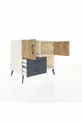Commode Kronos avec 2 étagères, 2 tiroirs et 2 portes, Pierre de Lune-Pin/Anthracite