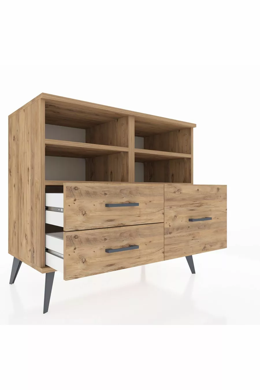 Commode Hyperion 4 étagères 3 tiroirs Pin-Pin