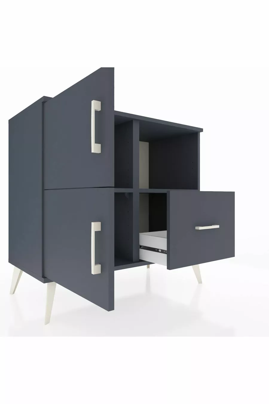 Commode Hyperion 2 étagères 1 tiroir 2 portes Anthracite-Anthracite