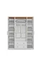 Lit superposé Ranza, lit superposé Vita Bohem avec tiroirs blanc, armoire à 4 portes, 2 matelas Comfort